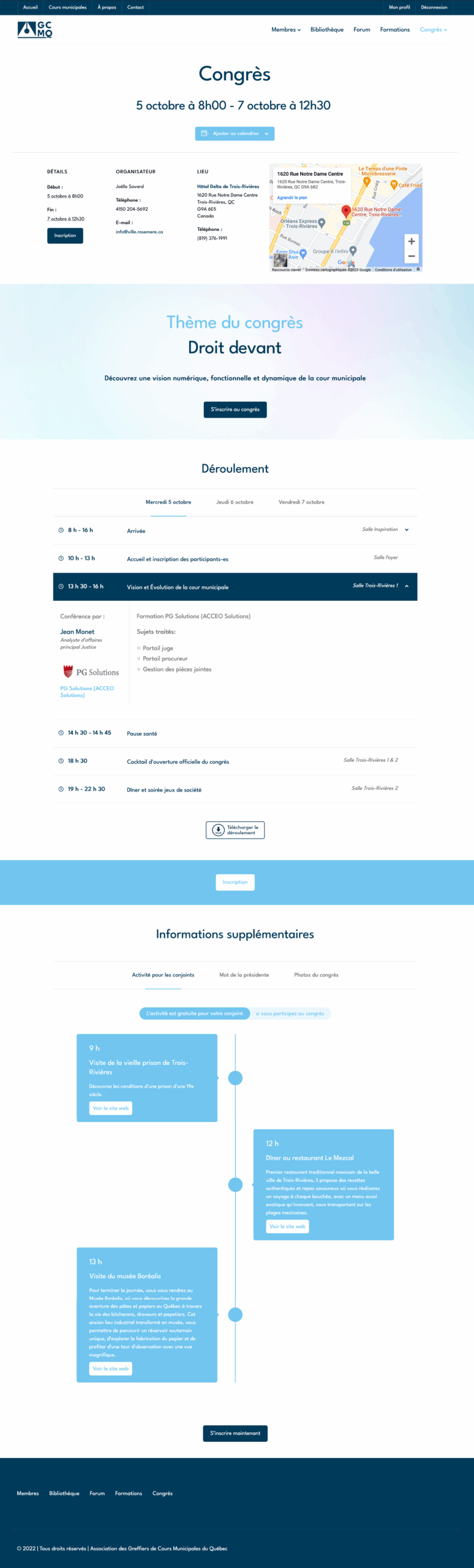 Portfolio | Design Site web | AGCMQ - Congrès